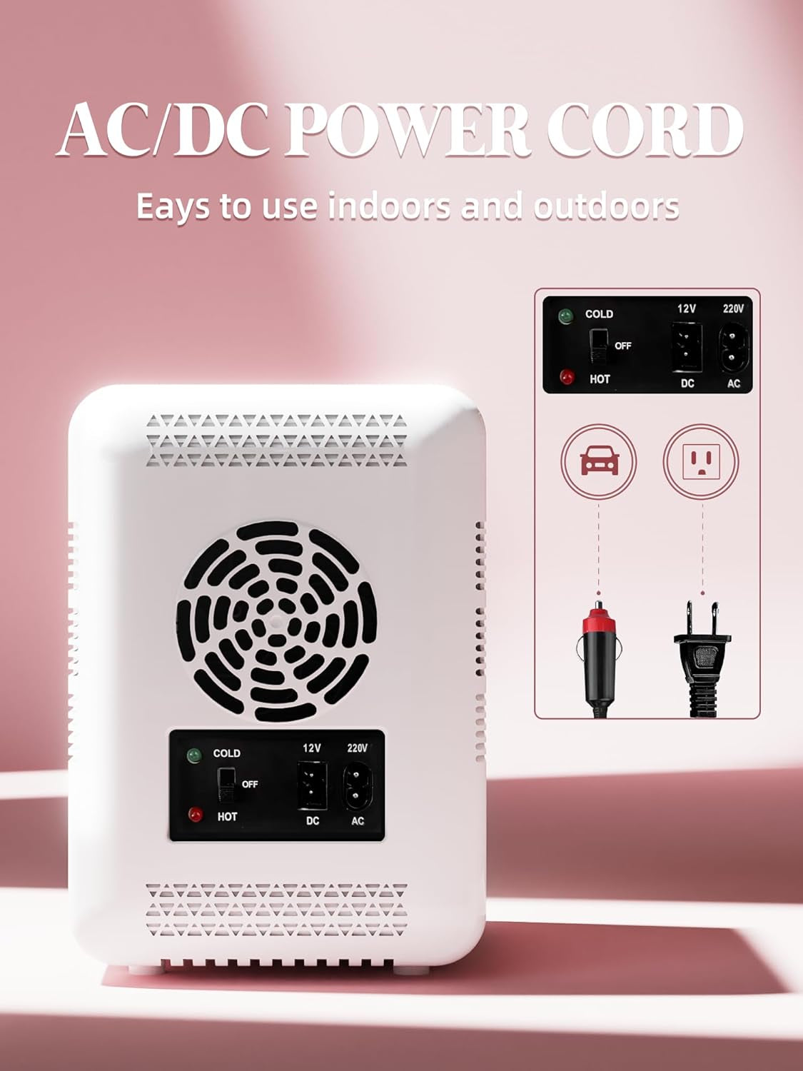 Mini Skincare Fridge (4 Liter/6 Can) with Dimmable LED Light Mirror, Cooler and Warmer for Refrigerating Make Up, Skin Care and Food, Portable Mini Fridge for Bedroom, Office and Car, White