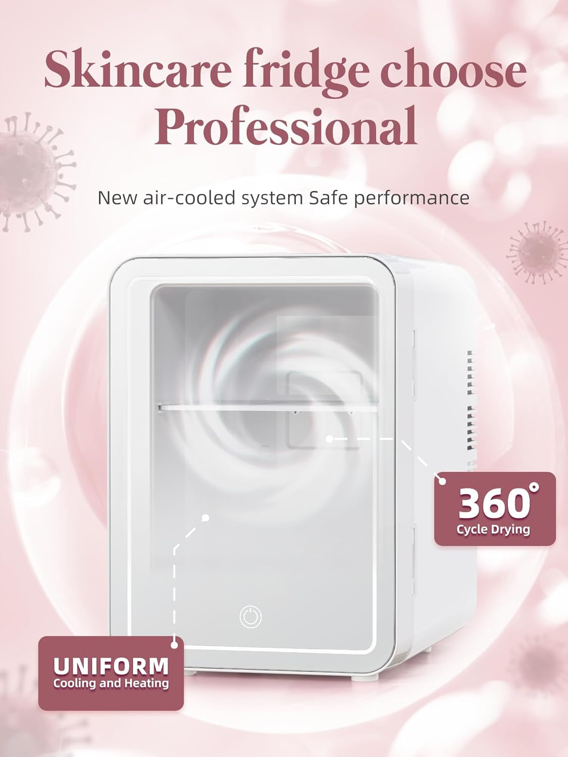 Mini Skincare Fridge (4 Liter/6 Can) with Dimmable LED Light Mirror, Cooler and Warmer for Refrigerating Make Up, Skin Care and Food, Portable Mini Fridge for Bedroom, Office and Car, White